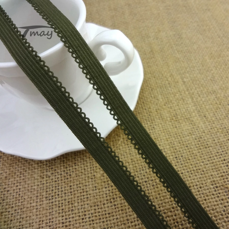 1231 army green Elastic Band Sewing Lace Trim 8 yards/lot 10MM Wide