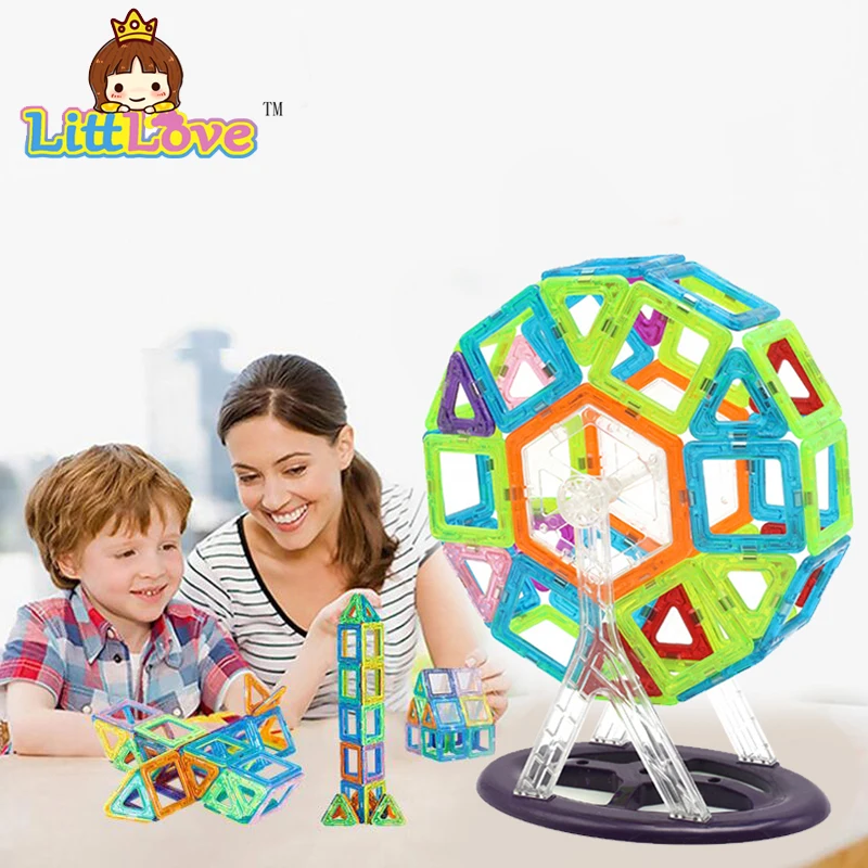 Магнитный дизайнерский Строительный набор LittLove 46 шт. развивающие кирпичи