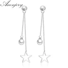 Anenjery, 925 пробы, серебряные серьги-гвоздики, pendientes, звезда, жемчуг, кисточки, серьги для женщин, oorbellen, букле, d'oreille femme