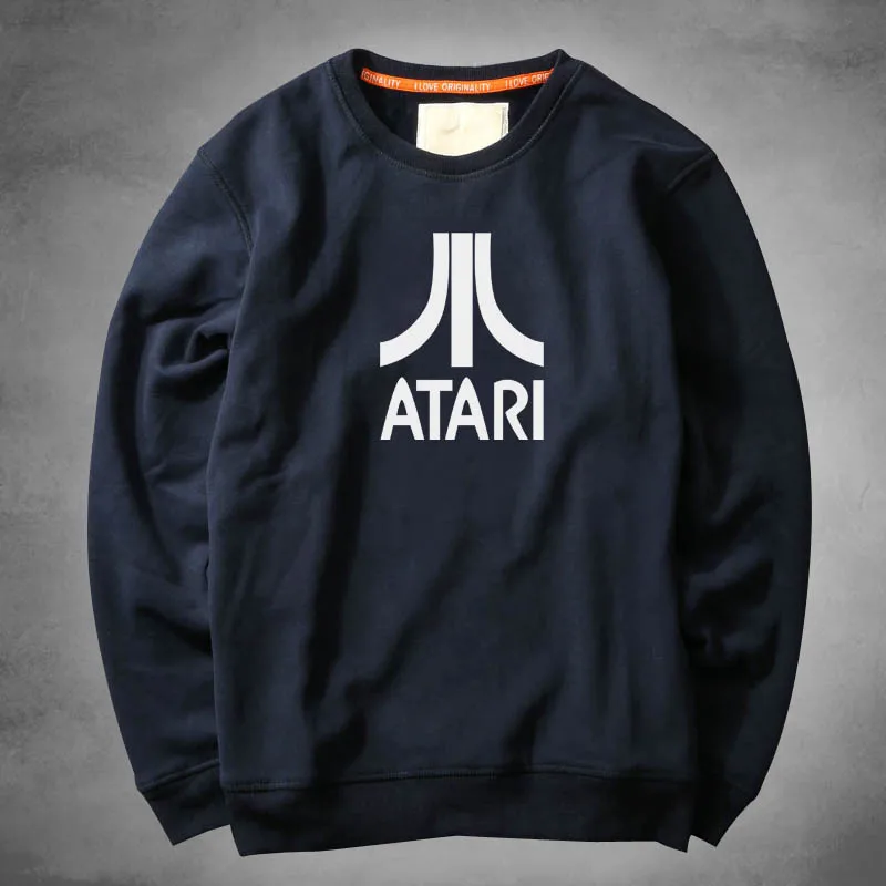 Теплые мужские толстовки с длинными рукавами, тренд Atari, мужские толстовки с круглым воротником, красные флисовые утолщенные мужские майки
