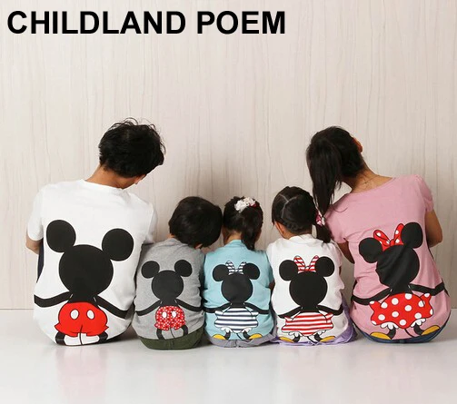 

2016 summer Family Matching Outfits short-sleeved Cartoon T-shirt Women Kids Clothing Top tees Family Look Family fitted