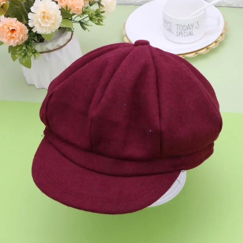 Высокое качество, 1 шт., осенне-зимний берет, шапка для детей, для мальчиков и девочек, модная Шерстяная кепка Newsboy Artist, плоская кепка, 3 цвета