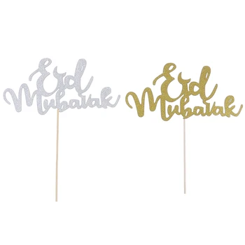

5pcs Eid Mubarak Cake Toppers Wedding Baby Shower Birthday Party Ramadan Decor Gold Black 2 Style Cupcake Topper Muslim Baking
