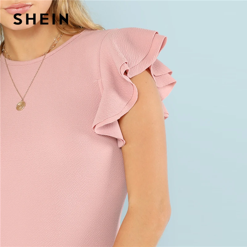 SHEIN Layered Ruffle Detail Textured Bodysuit 2018 Summer Round Neck Ruffle Bodysuit Clothing Women Pink Solid Casual Bodysuit SHEIN Layered Ruffle Detail Textured Bodysuit 2018 Summer Round Neck Ruffle Bodysuit Clothing Women Pink Solid Casual Bodysuit