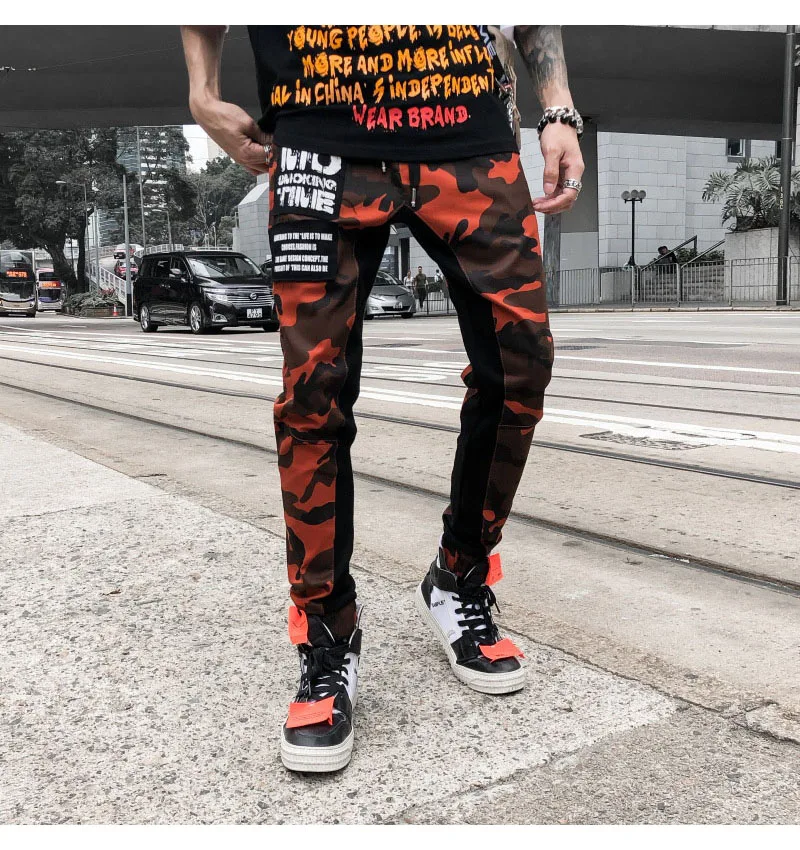 LUOENBO 2018 Новый американский стиль камуфляж Штаны мужской Для мужчин улица хип-хоп Штаны брюк Штаны и Для мужчин брюки лоскутная человек