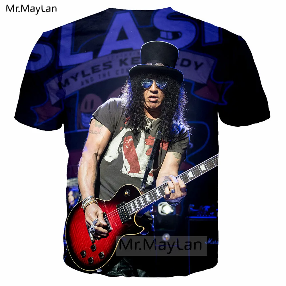 Pop Rock Slash Guitar 3D Print T shirt Men/women Hard Rock Streetwear T-shirt Guns N‘ Roses Band Hip Hop Man Tshirt Clothes 6XL