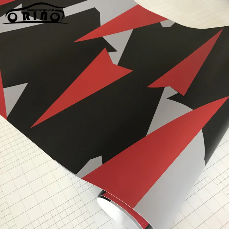 Black Red White Camouflage Vinyl Film-7