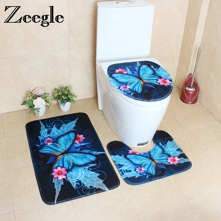 

Zeegle Bath Mat Bathroom Flannel Bath Carpet Absorbent Bathroom Rug Set Foot Mat Non-slip Toilet Mat Bathroom Carpet Shower Mat