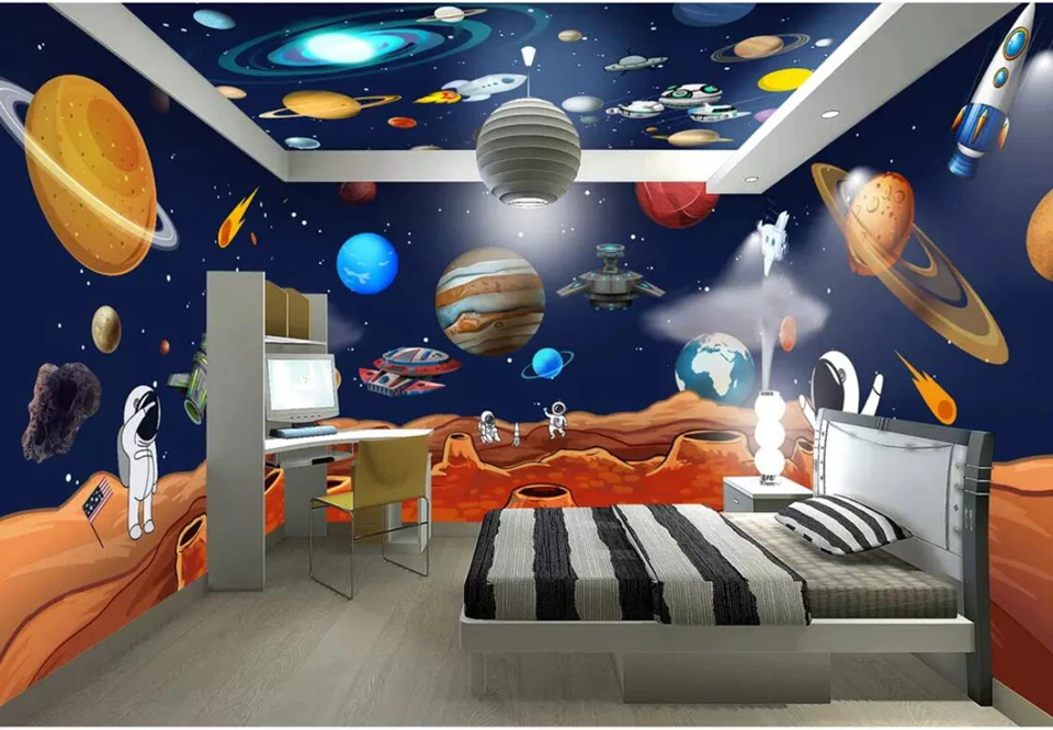 W Svsnm 3d Whole House Wallpaper Children Cosmic Planet