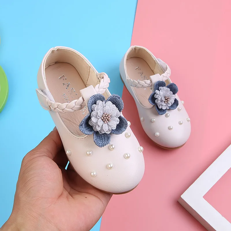 Pink Spring Autumn New Children Princess Shoes For Toddler Baby Girls Party Wedding Single Shoes Kids Flower Leather Shoes 1-8T