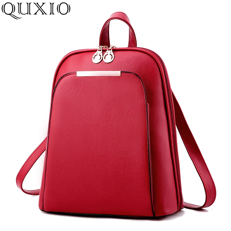 

Women Backpack Leather Bag Feminine Sac A Dos School Bags For Teenager Girls Female Travel Red White Large Capacity High Quality