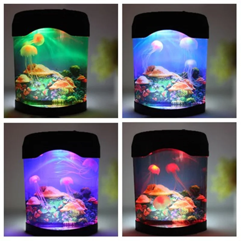 Aquarium Night Light Lamp LED Light Artificial Seajelly Tank Swimming Mood Lamp for Home Desk Decor Store