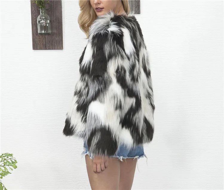 Fashion mixed color faux fur coat female autumn and winter new 2017 Europe and the United States popular hot hair coat (10)