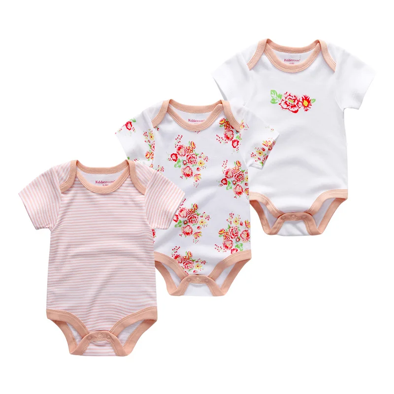 

New Style Baby Rompers 100%Cotton Jumpsuit Short Sleeve Summer Clothing 3Pieces/lot Baby Girls Boys Clothes Baby pajamas