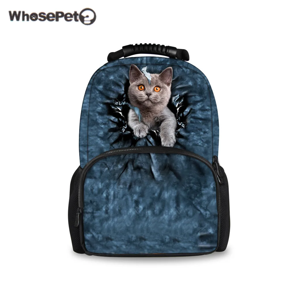 WHOSEPET Capacity Colleage School Backpacks Naughty Cats Dogs 3D