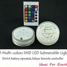 Свадебные приглашения 12 единиц/лот Пульт дистанционного Управления RGB разноцветный Батарея управляется светодиодные фонари для Свадебные украшения