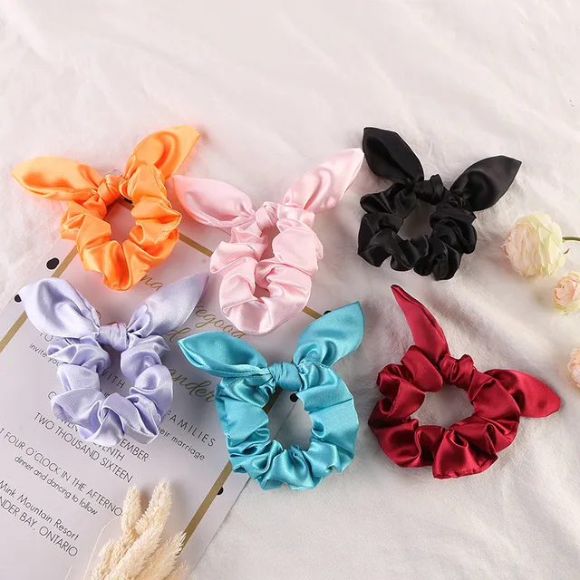 Handmade Bunny Ears Hair Scrunchie Tartan Bow Hair Tie Made by Laniy!