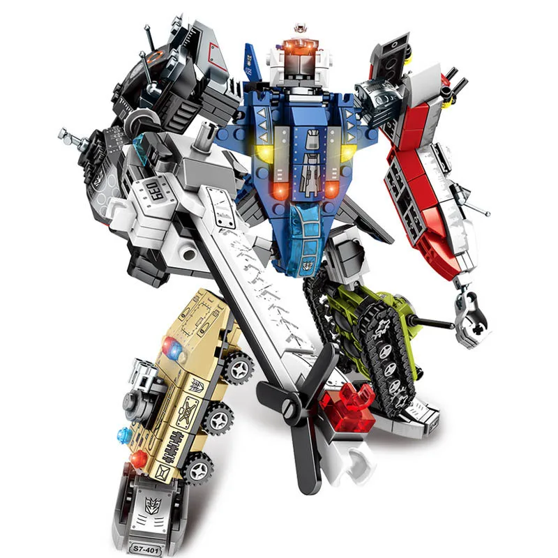 

6 in 1 City deformation Robot Block Set Military Tank Fighter Ship Helicopter Building Toy For Children