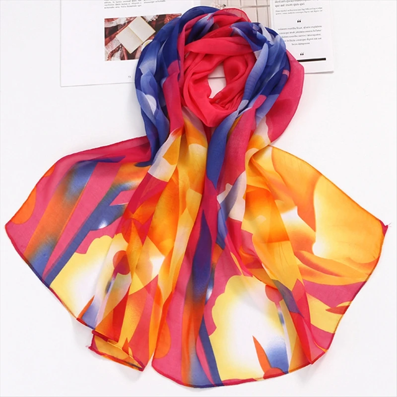 

160X50 CM Fashion Colourful Styles lady scarves soft silk shawls Printing Flowers 12 colors Summer Ttavel Polyester T 92013