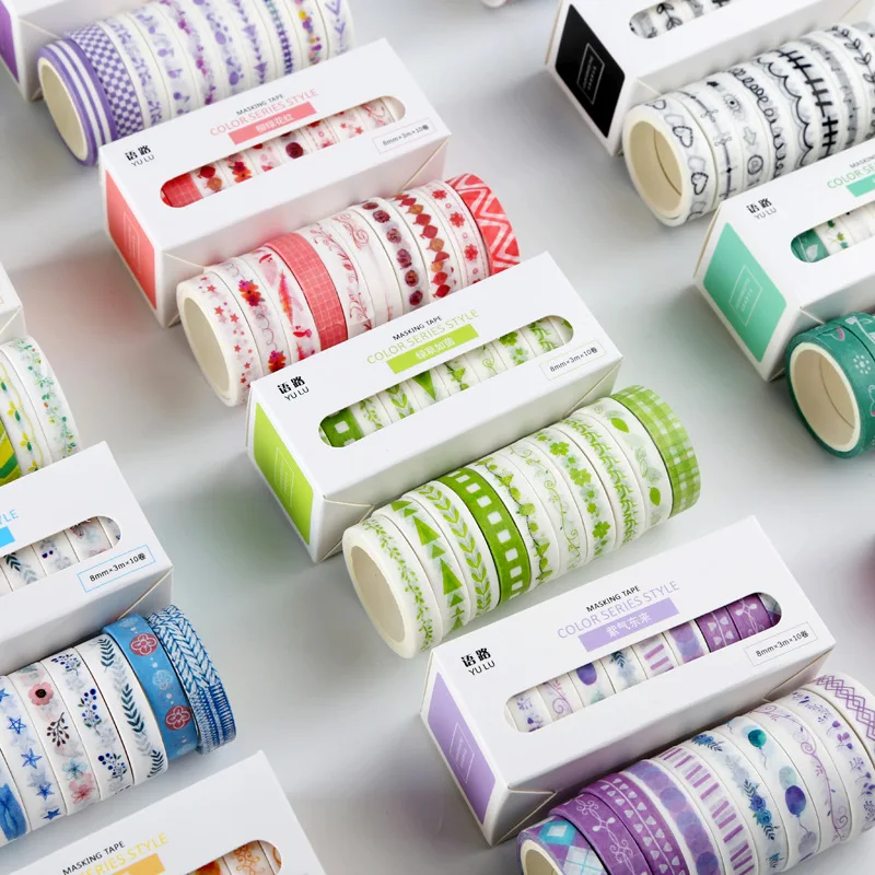 

10pcs/lot Basic color series Bullet Journal Washi Tape set Adhesive Tape DIY Scrapbooking Sticker Label Masking Tape