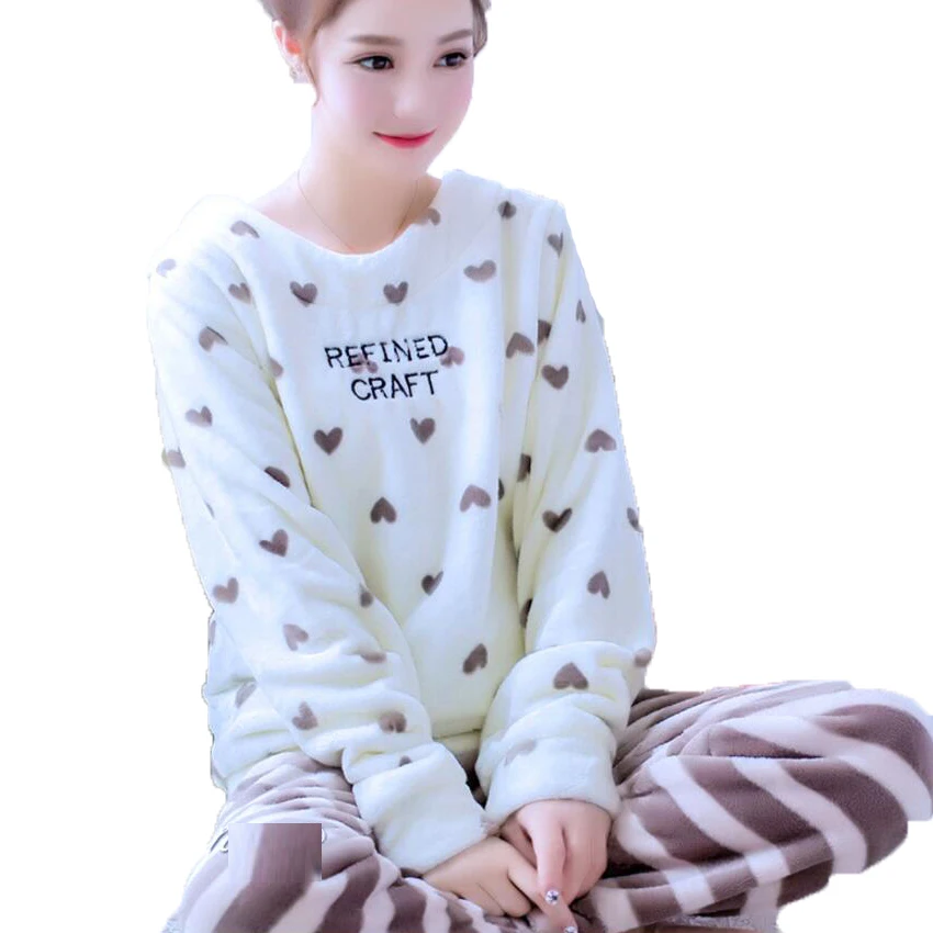 Пижамы для женщин Pyjama Femme зимние корейские милые пижамы Для пижамный комплект