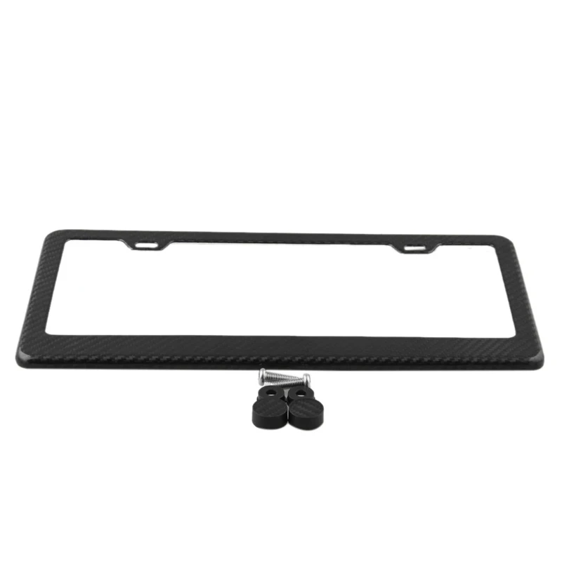 2 Screw Caps BLACK Real Carbon Fiber License Plate Frame TAG COVER
