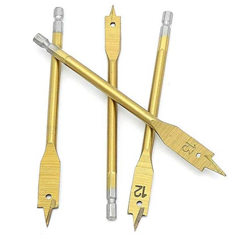 

13 pcs/set Flat Spade Drill Bits Set Titanium Coating Wood Boring Bit 1/4 inch Hex Shank Woodworking Power Tool Accessories