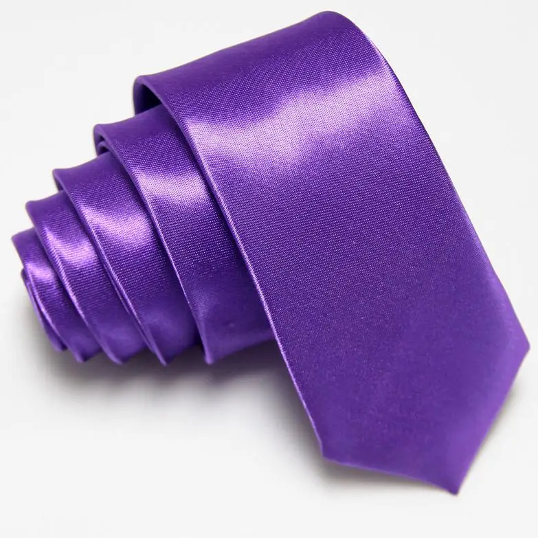 Мужские тонкие галстуки узкий галстук однотонный, из полиэстра Дешевые 36 цветов модные аксессуары 5 см Ширина - Цвет: 34 Purple