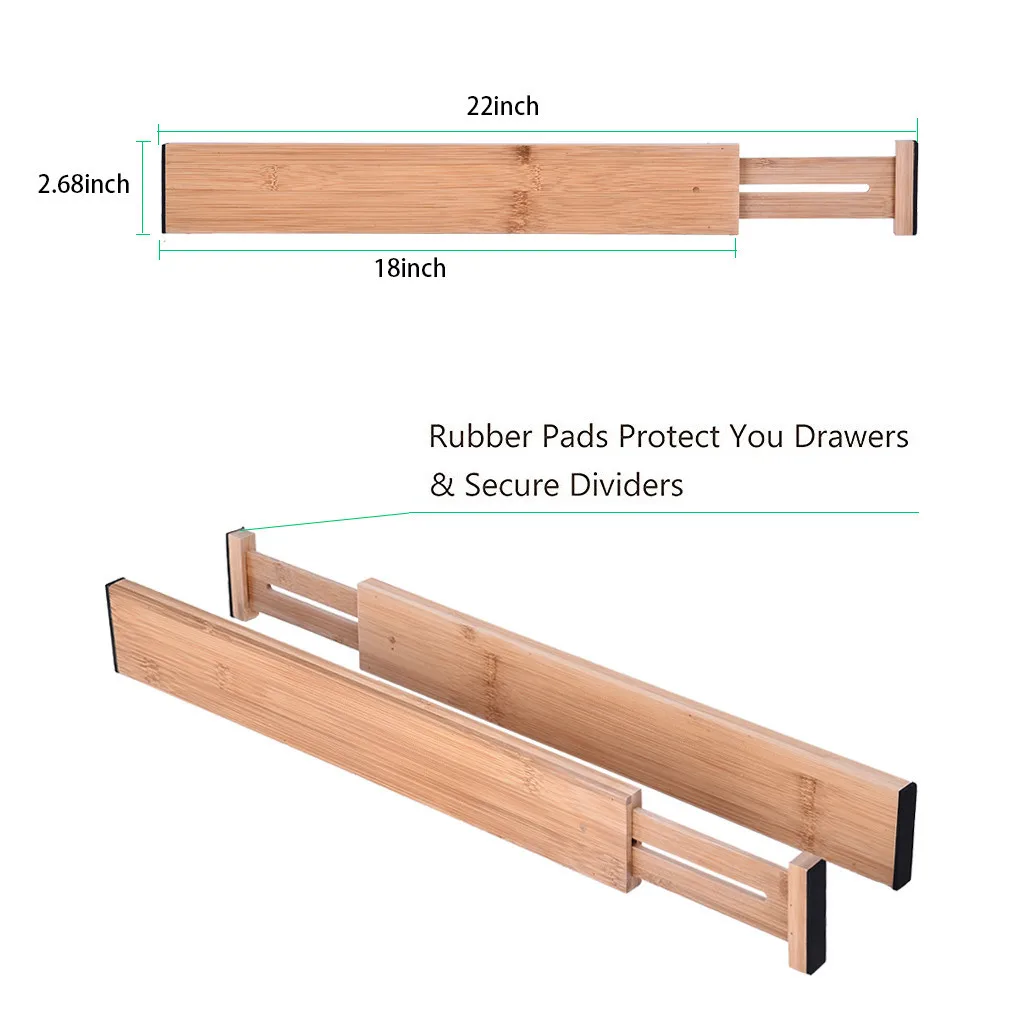 2 шт. бамбуковый разделитель ящика регулируемый и расходный кухонный ящик Органайзер
