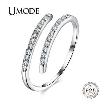 

UMODE Solid 925 Sterling Silver Rings For Women Stacked Wedding Engagement Ring Korea Fashion Silver 925 Jewelry ULR0537