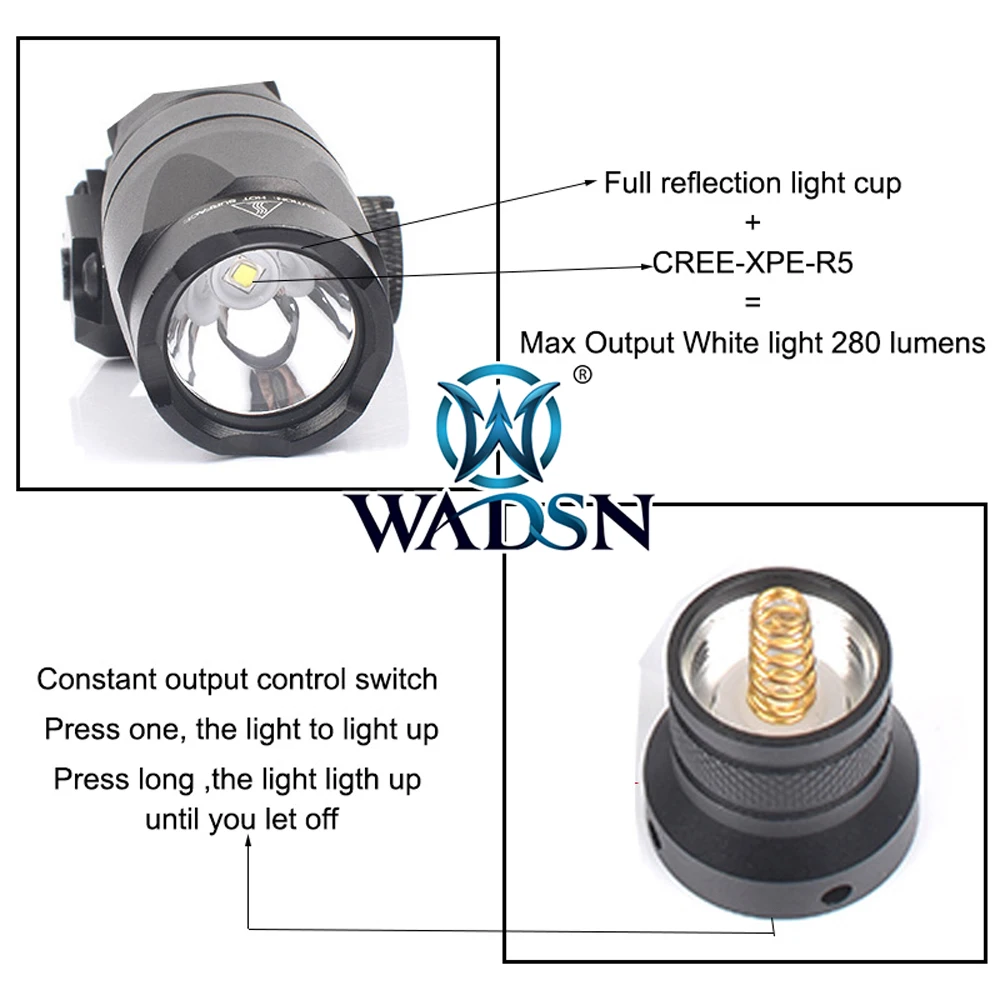 WADSN тактические факелы M300 M300B мини Softair Scout светильник винтовка страйкбол флэш-светильник 280 люмен светодиодный фонарь пистолетный оружейный светильник s