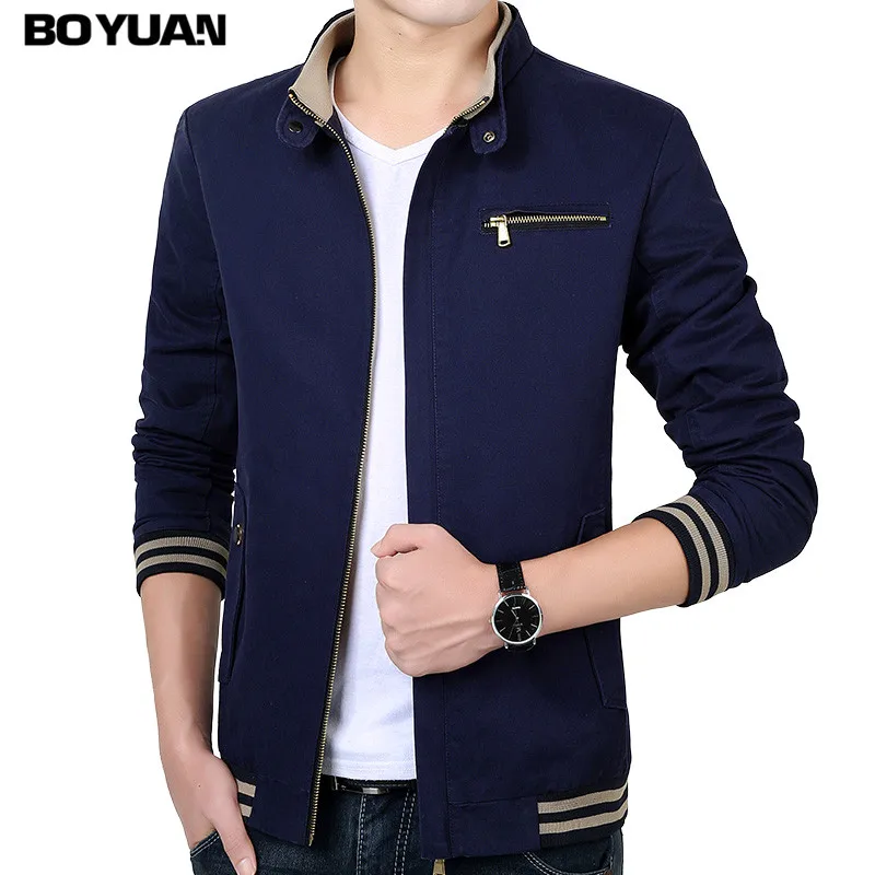 BOYUAN Bomber Jacket Brand Clothing 2017 Aumtum Spring Jacket Men Stand Collar Plus Size M 4XL