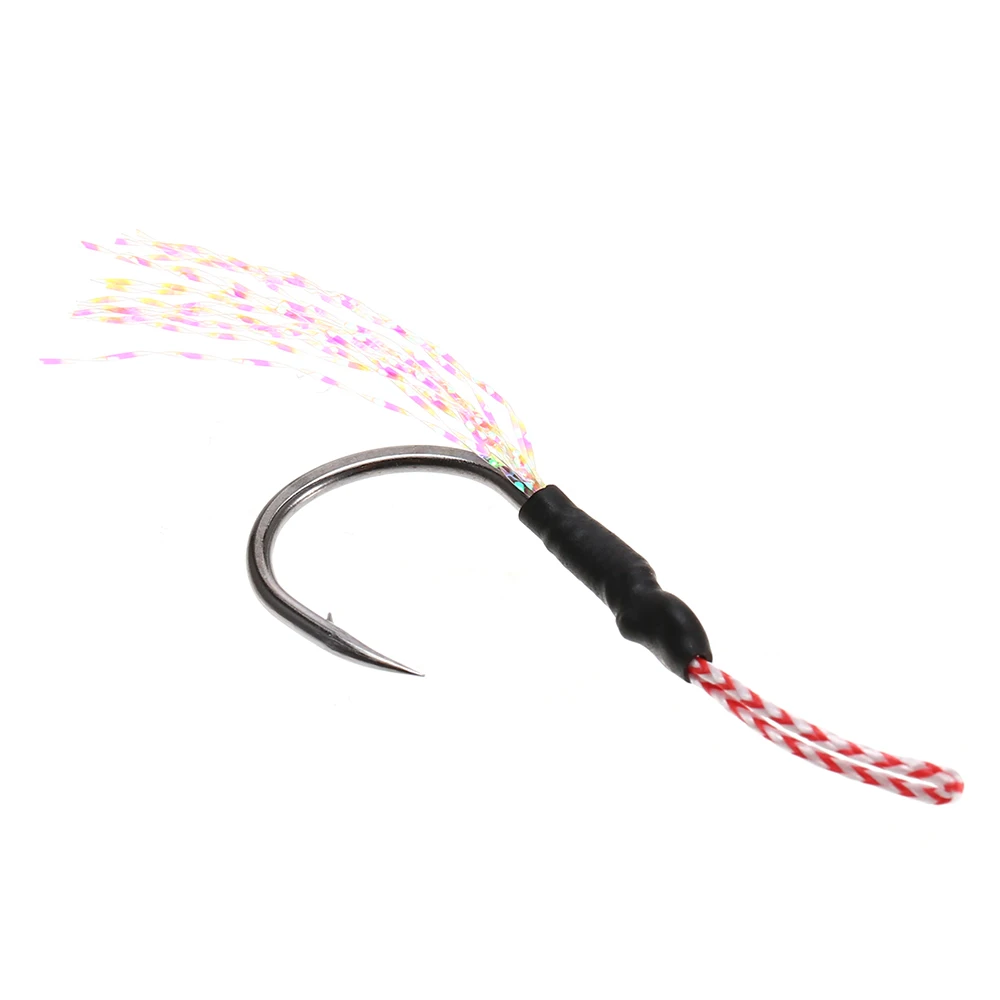 Buy 10Pcs Jigging Spoon Fishing Hooks With Feather Jig