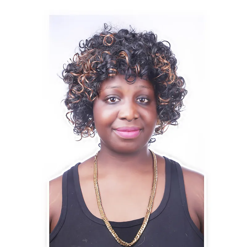 

2016 Europe Style Heat Resistant Synthetic Hair Fashion Short Kinky Curly Afro Wig For Women