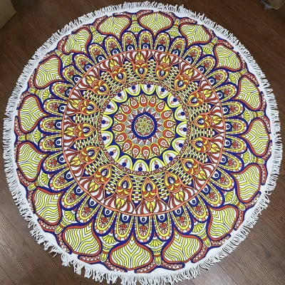 Полотенце из микрофибры Мандала пляжное круглое пляжное большое индийское пляжное полотенце для взрослых одеяло реактивная печатная салфетка De Plage - Цвет: 05