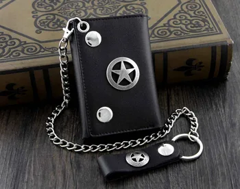 

Cool!Star Concho Mens Boys Biker Roker Leather Wallet w/ Long Key chain