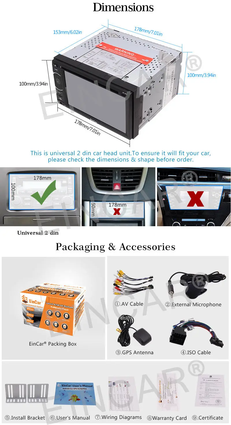 Top Android 6.0 Car BT GPS Navigation Radio Stereo Double 2DIN Head Unit WIFI OBD2 15