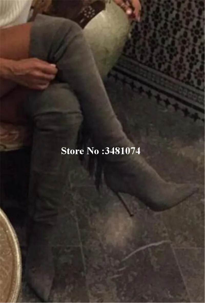 Rodilla Cremallera Delgada Flecos As Altos Sobre Las Tacones Super Invierno La Mujeres Botas Picture Punta De Y Largo Fringe En Sexy vq1caHX