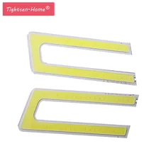 2PCS U Shape DRL COB LED Panel Strip Light Chip 9W Lamp Bulb Headlight Fog Lamp Pure White For DC 12V Car Light Source Lighting