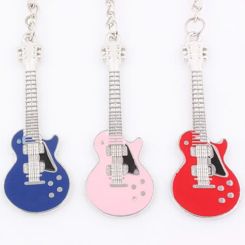 

QianBei Bulk 6pcs Cute Guitar Model Key Chains Key Chain Bag Key Rings Car Key Pendant Cartoon Ornaments Gifts Girls Women