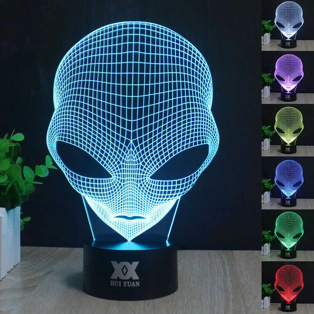 3d Lamp Alien Acrylic Led Night Light 7 Colors Change Touch Desk