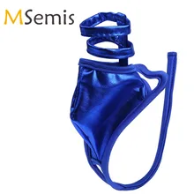 Купальный костюм для мужчин, гей, нижнее белье для мужчин, c-стринги, бикини, трусы, нижнее белье-шорты, лакированная кожа, с вырезами, нижнее белье, мужские трусы