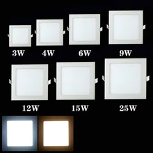 3W 9W 12W 15W 25W LED Panel Light Warm White/cold White square Suspended LED Ceiling Spot Lighting Bulb AC85-265V free shipping