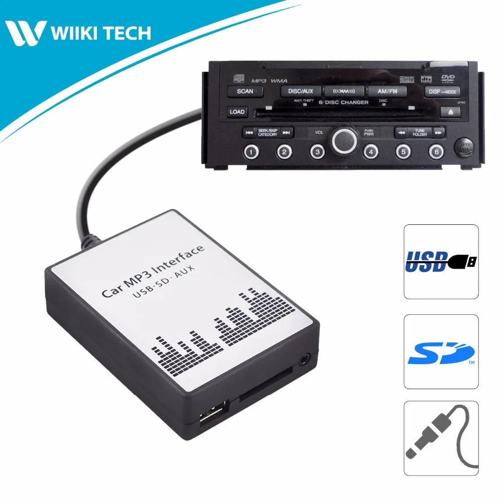 

APPS2Car Car Radio USB SD AUX Interface Digital Music Changer Mp3 Adapter for Acura RDX 2007-2011 fits selected OEM Radios