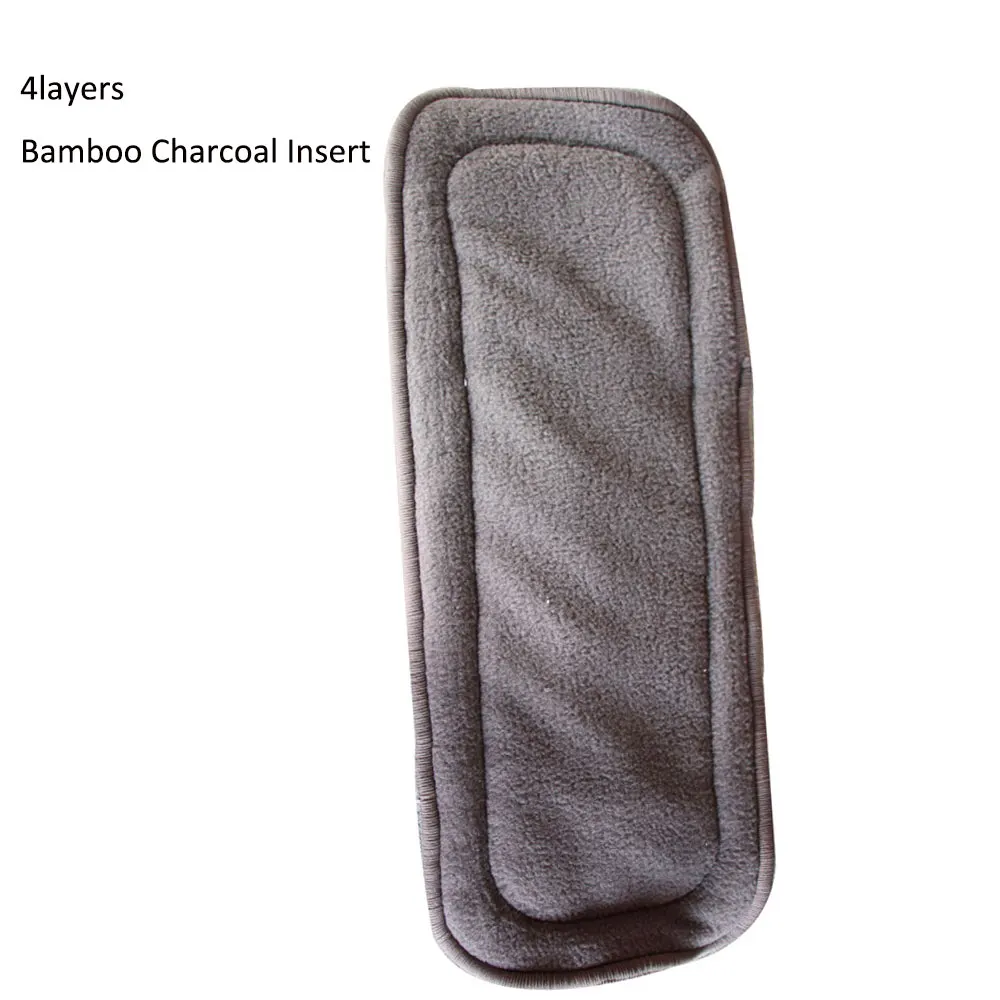 4layers insert Ohbabyka все-в-одном AIO ткань пеленки регулируемый бамбуковый уголь детские карманные подгузники крышка с Двойные Вставки Многоразовые подгузники - Цвет: 4layers insert