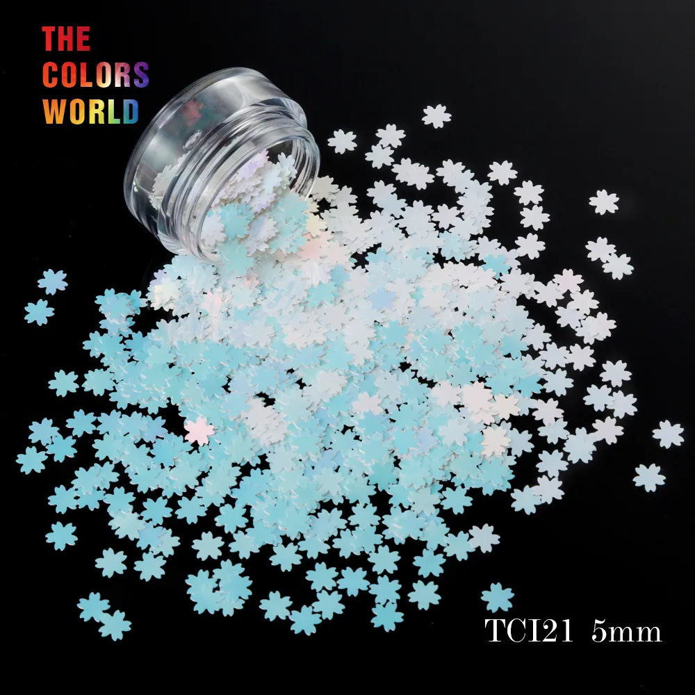 TCT-051 사쿠라 벚꽃 모양 반짝이 네일 아트 장식, 진주빛 무지개 빛깔의 색상, 메이크업 페이스 페인트 DIY, 12 가지 크기, 5mm