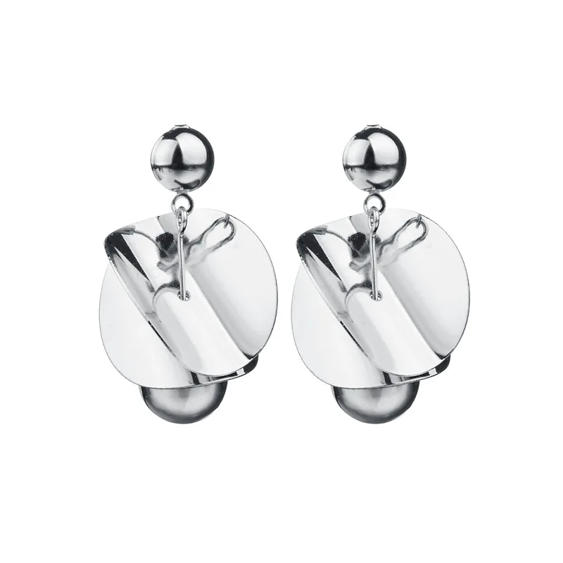 Fashion Gold Silver Color Metal Alloy Sequins Drop Earrings For Women