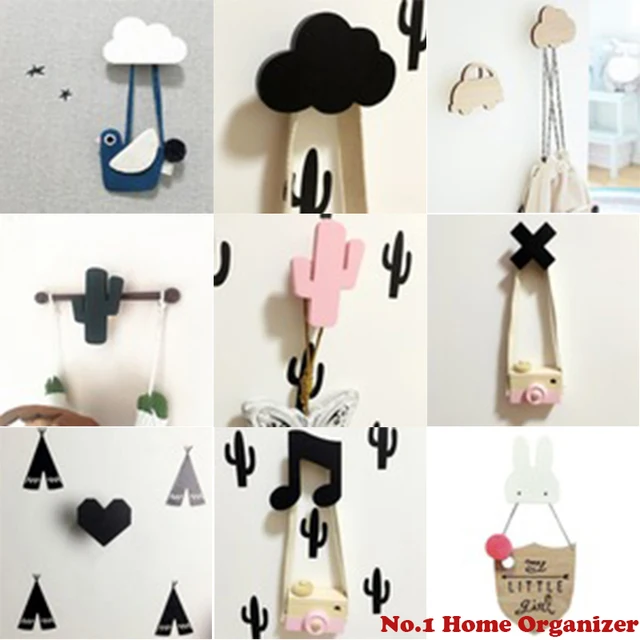wooden anchor kids room wall sticker decoration clothing hanger