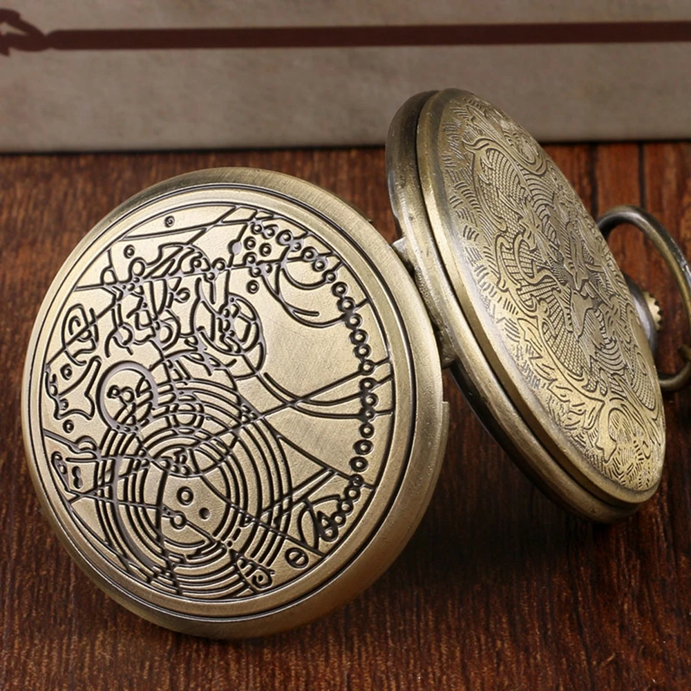 Free Shipping Bronze Doctor Who Style Fashion Quartz Pocket Watch Best Gift (10)