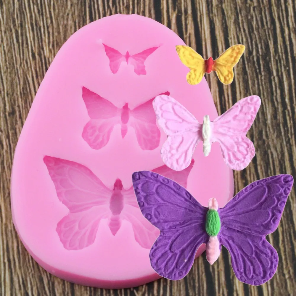 

Three Butterflies Lace Silicone Handmade Fondant Cake Decorating Mold DIY Silicone Fondant Cake Sugar Craft Mold